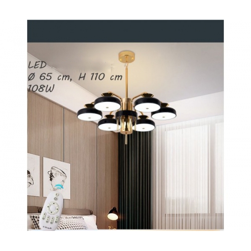 Lampa wisząca LED z pilotem czarno-złota 65cm L054